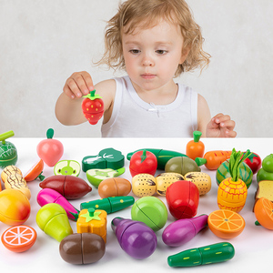 水果切切乐拼图儿童配对过家家玩具早教益智串珠积木女孩蔬菜配件