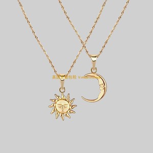 英国直邮代购 Regalrose 小众哥特风格925银太阳月亮叠带项链