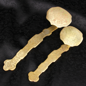 五福铜如意铜如意摆件黄铜铸造铜如意家居工艺礼品