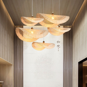 竹编艺术灯服装店造型灯禅意个性吊灯日式创意茶室客厅异形餐厅灯