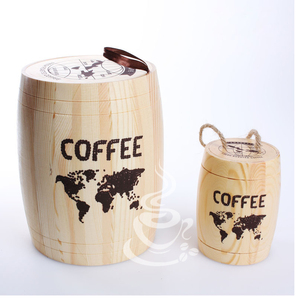 精品圆形咖啡木桶 咖啡豆密封罐 咖啡豆储存罐香木桶吧台装饰品