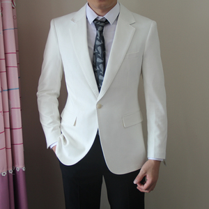 白色西装外套男春秋韩版修身青年帅气男士商务休闲高级感西服上衣