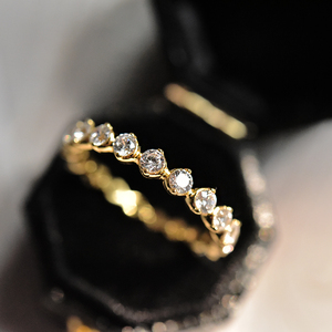 SHAW原创设计18K黄金满钻全钻简约轻奢精致排钻戒指指环 礼物