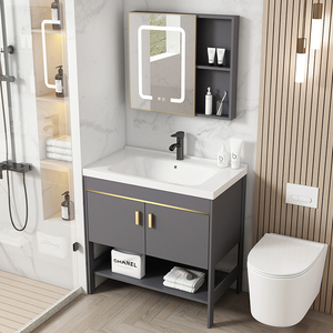太空铝落地式洗手盆浴室柜组合小户型简易一体卫生间洗漱台洗脸盆