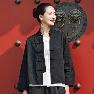 新中式女装复古提花唐装短外套春季改良国风盘扣外搭禅意开衫上衣