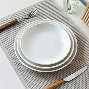 牛排陶瓷骨碟圆形西餐盘子纯白菜盘家用碟子浅盘平盘菜碟西式餐具