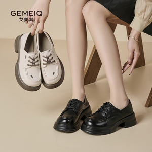 GEMEIQ/戈美其系带英伦风女鞋子学院小皮鞋舒适百搭单鞋