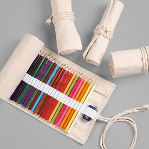 笔帘卷笔袋帆布简约便携式美术画笔包大容量收纳素描炭笔彩铅笔袋