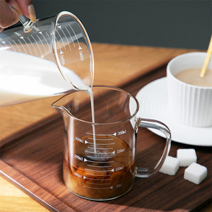 咖啡壶拉花杯玻璃带盖专用萃取浓缩量杯手冲泡聪明杯带刻度拉花缸