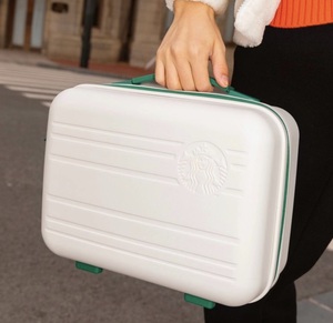 星巴克行李箱旅行箱白色马卡龙色置物箱绿色粉色外出男女用