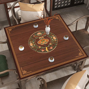 新中式方桌桌布免洗防水防油家用正方形皮革餐桌垫八仙桌茶几垫子