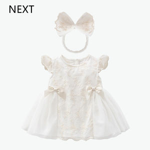 英国NEXT婴儿连衣裙宝宝洋气公主网纱蕾丝裙满月百天周岁生日礼服