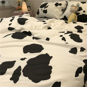 奶牛黑白斑点四件套全棉纯棉ins风简约北欧1.5m1.8米被套床单个性