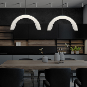 后现代客厅吊灯简约北欧半圆创意个性卧室餐厅吧台弧形c型定制