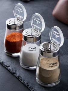 日本ASVEL玻璃盐瓶调味料瓶罐厨房带盖防潮透明胡椒粉调料瓶家用