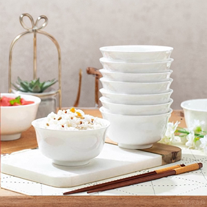 景德镇纯白骨瓷餐具单个吃饭碗家用金钟碗米饭碗釉下彩陶瓷碗面碗