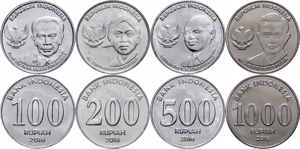全新印度尼西亚4枚一套硬币 2016年版纪念币大全套套币 外国钱币