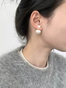 FEARLESS 定制高级感珍珠耳钉 法式复古耳饰女 前后两戴款耳环