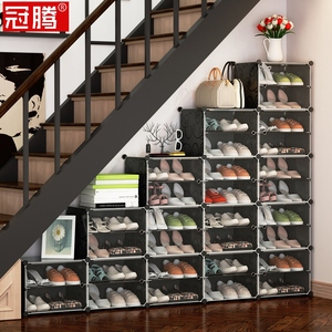 楼梯下鞋架简易多层经济型阶梯式家用大容量多功能组合鞋柜置物架