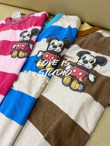 日本DD童装23年立体卡通米奇老鼠经典条纹纯棉男女童夏季短袖t恤