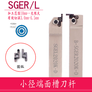SGEL1616D小径端面槽刀杆横装7字B-SGER2020K-D配GER圆弧平口刀片