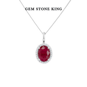GSK红宝石项链美国进口1.6克拉10K金钻石吊坠彩色宝石锁骨链女