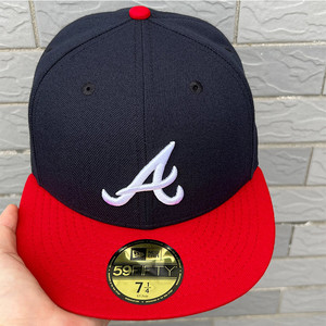 MLB代购球员款亚特兰大勇士队帽子拼接款平沿棒球帽马思唯同款