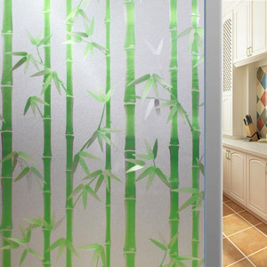 静电玻璃贴膜欧式3d彩色卫生间厕所防走光不透明窗户磨砂贴纸竹子