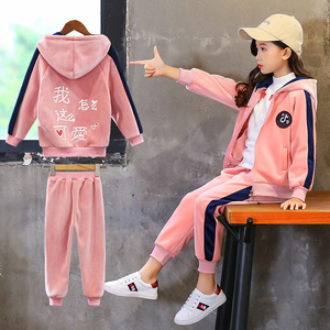 女童春秋冬装金丝绒套装2023新款洋气儿童韩版网红运动女孩两件套