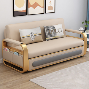 沙发床两用轻奢科技布可折叠多功能客厅小户型伸缩推拉实木储物箱
