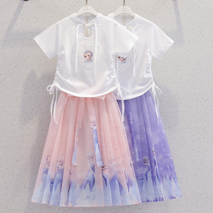 女童马面裙套装夏季2024新款儿童中式国风连衣裙夏装爱莎公主裙子