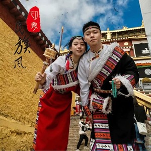 藏族服装女西藏写真旅拍闺蜜拍照藏式舞蹈衣服甘南旅游藏袍演出服