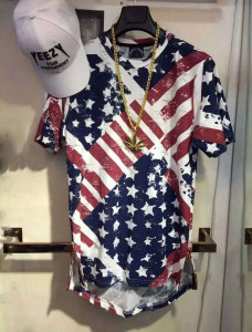 american flag us destroy ripped zip  t-shirt 美国国旗短袖T恤