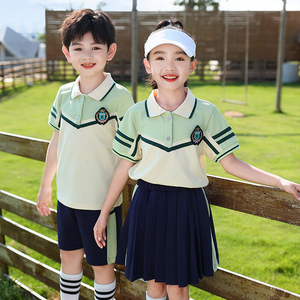 夏装纯棉运动小学生薄款儿童园服校服一年级班服幼儿园三四五绿色