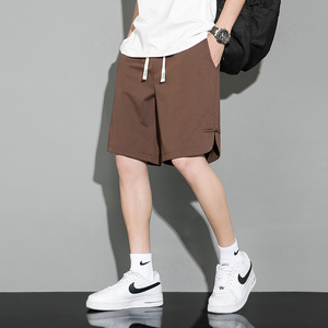 中国风短裤男士夏季薄款宽松直筒纯色休闲五分裤盘扣开叉运动裤子