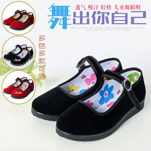 老北京布鞋儿童软底考级演出鞋公主跳舞鞋女童舞蹈礼仪鞋黑色布鞋
