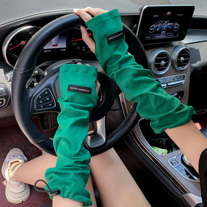 可调节绿色袖套防晒冰袖女宽松防紫外线夏长手护臂骑行夏季户外