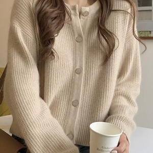韩版小个子毛衣外套女上衣潮2024春季新款女装慵懒风针织衫开衫女