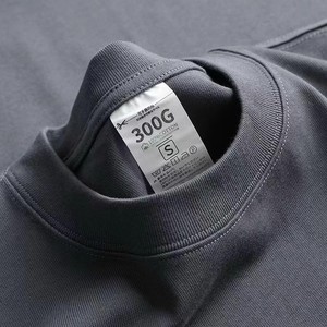 300g纯棉重磅夏季小领口美式短袖t恤男女纯色厚实不透宽松大码潮