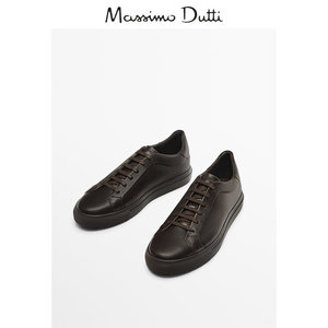 新品特惠 Massimo Dutti 男鞋 2024春夏新品 深棕色真皮运动鞋休闲板鞋 12146250700