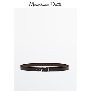 Massimo Dutti 男士配件2024春夏新品  双面用经典百搭黑色皮革腰带 01040504800