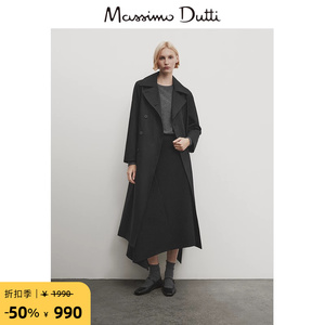 折扣季Massimo Dutti女装 2024夏季新款 法式极简风黑色长款西装领风衣 06725816800