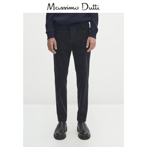 新品特惠 Massimo Dutti 男装2024新款休闲百搭锥形版细灯心绒仿牛仔布长裤00027055401