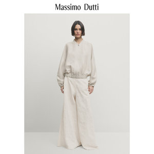 春夏新品MassimoDutti2024女装休闲户外风米白色短款飞行员夹克棒球服风衣 06751827712
