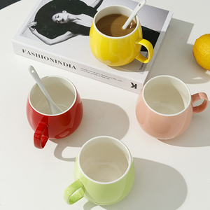 新款陶瓷杯子带盖勺个性潮流创意喝水杯家用男女茶杯咖啡杯马克杯