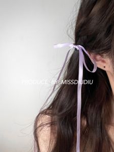 自制！紫色蝴蝶结发夹不腻的芭蕾少女风balletcore长飘带丝带对夹