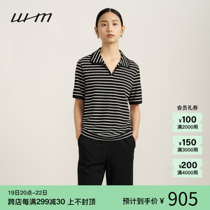【新品】素然WHM 24夏季女士经典设计感横条纹针织布短袖Polo衫