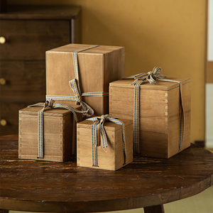 仿古做旧桐木盒子日本回流礼品盒建盏茶壶蜂蜜礼品包装空盒日式