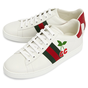 Gucci Ace 女新款GG樱桃红尾小白鞋鞋板鞋653135 1XG60 9065