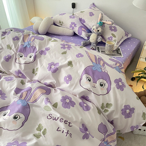 卡通兔子少女心被套三四件套学生床单可爱公主风床上用品双人被罩